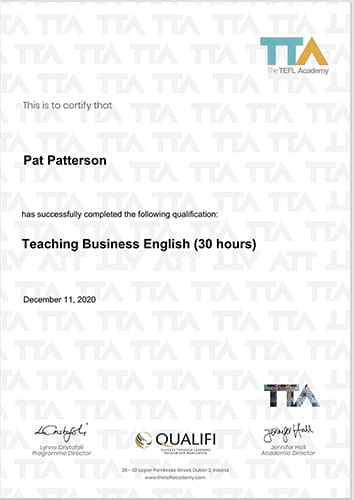 Certificate in teaching business English